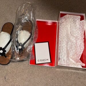Coach Black and White Slide Sandals